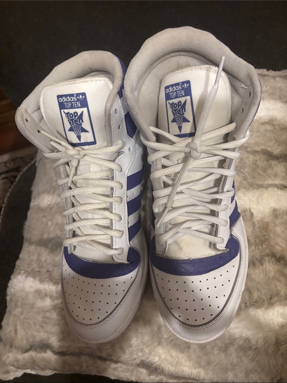 adidas White and Purple High-Top Sneakers